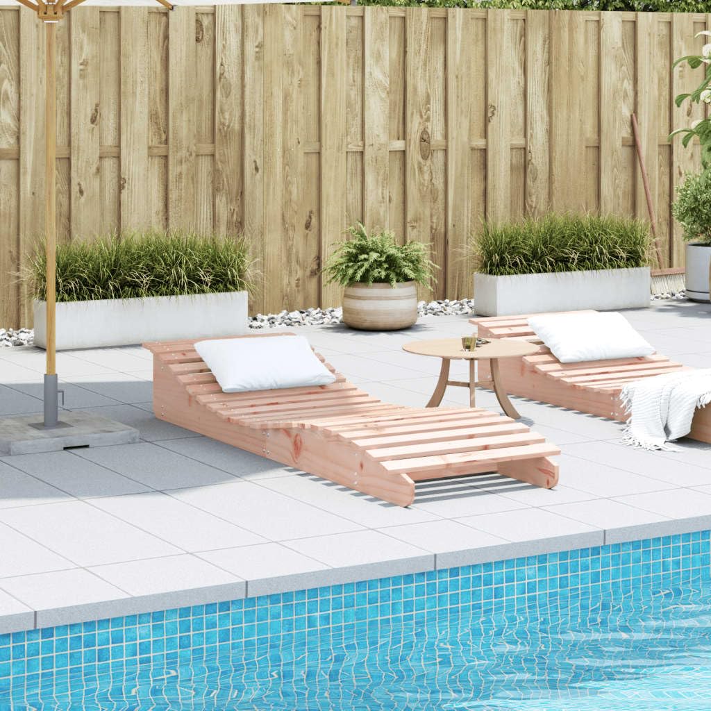 Gartenliege Holz 205x60 cm Ergonomische Sonnenliege Pool | Komfortable Holzliege aus massivem Douglasienholz in S-Form für entspannte Stunden auf der Terrasse oder am Pool.