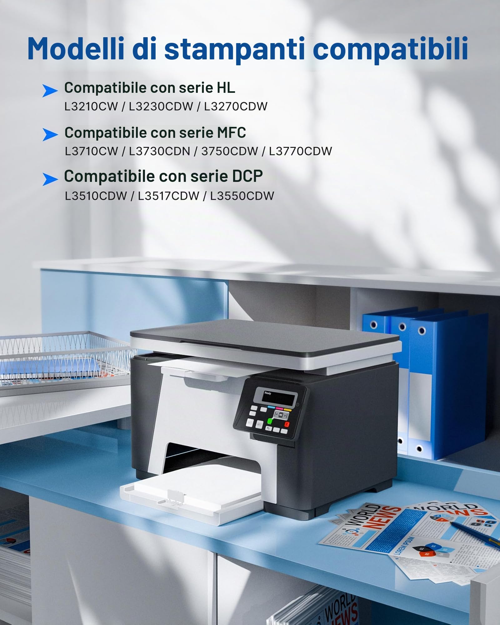 GPC Image TN-243CMYK TN247 TN243 Compatibili per Brother TN247 per Brother MFC-L3750CDW L3770CDW HL-L3210CW HL-L3230CDW DCP-L3550CDW (Nero Ciano Magenta Giallo, 4-Pack)