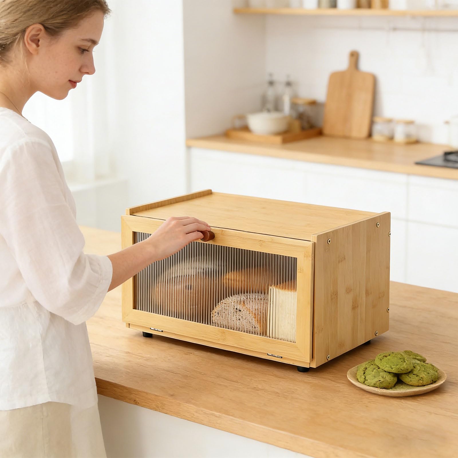 Administrador de Pan Compacto con Orificios de circulación y Estructura para Caja de Almacenamiento de Tienda de conservación de Productos de panadería