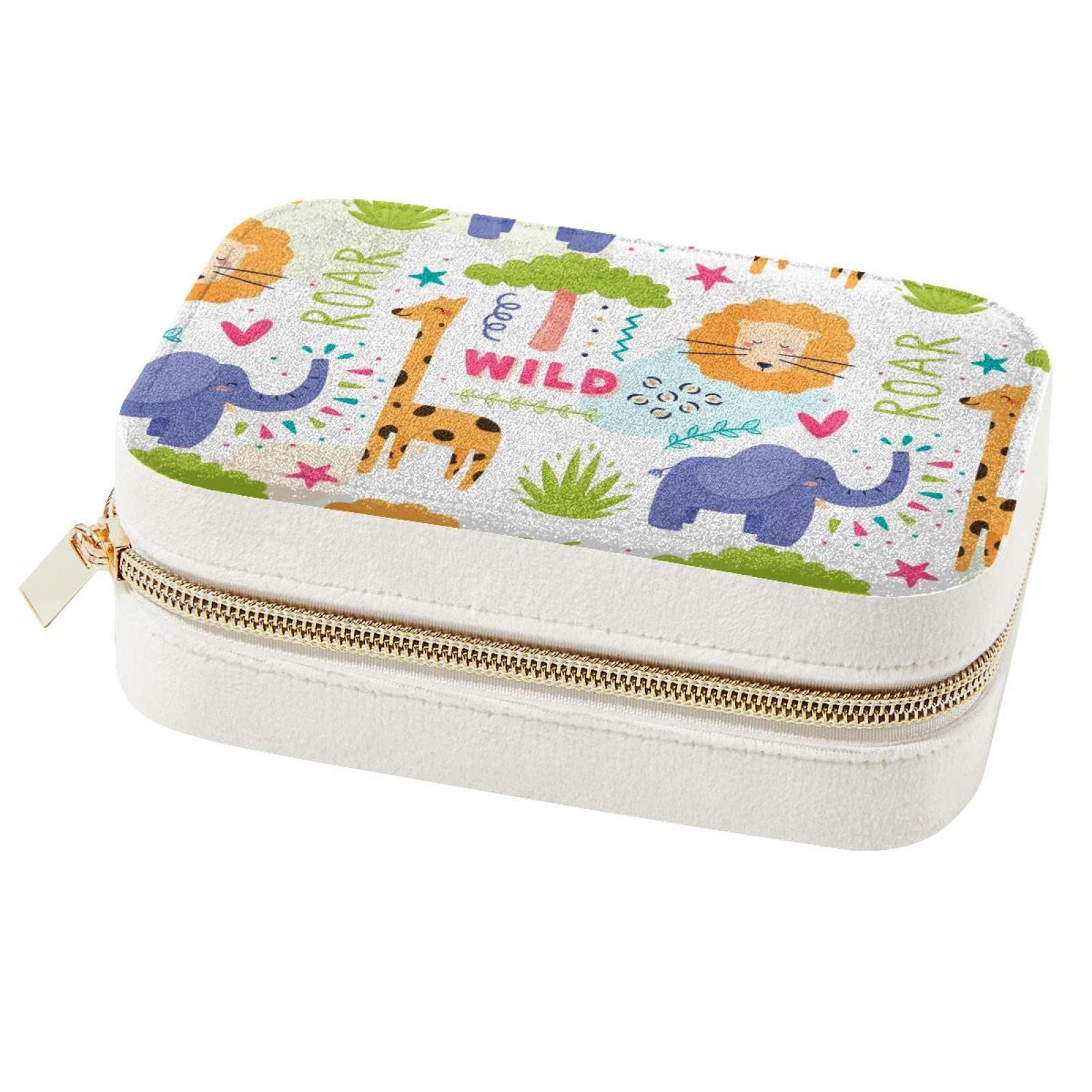 Boîte à bijoux portable éléphant et girafe pour le voyage