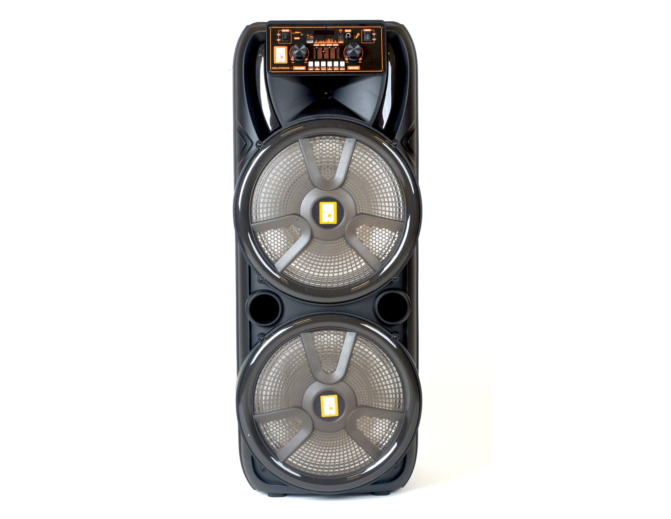 MR DJ Hollywood+ Dual 38.1 cm Wiederaufladbare Tragbare Bluetooth Karaoke Lautsprecher Party Flamme Lichter mit 2 Wireless Mikrofon TWS USB FM Radio