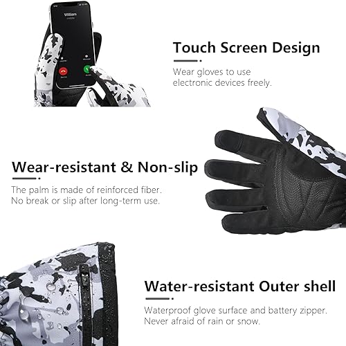 Miniatura 4 de Heated Gloves for Men Women with 7.4V 22.2WH Rechargeable Battery Waterproof Heated Ski Gloves for Motorcycle Skiing Hunting Fishing Working Hiking