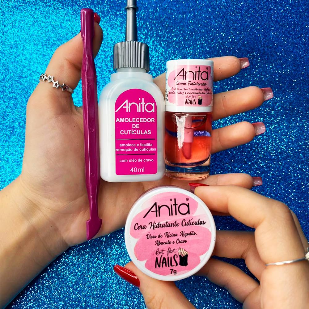 Anita Kit Manicure Profissional, Amolecedor de Cutículas 40ml, Sérum Fortalecedor 10ml,