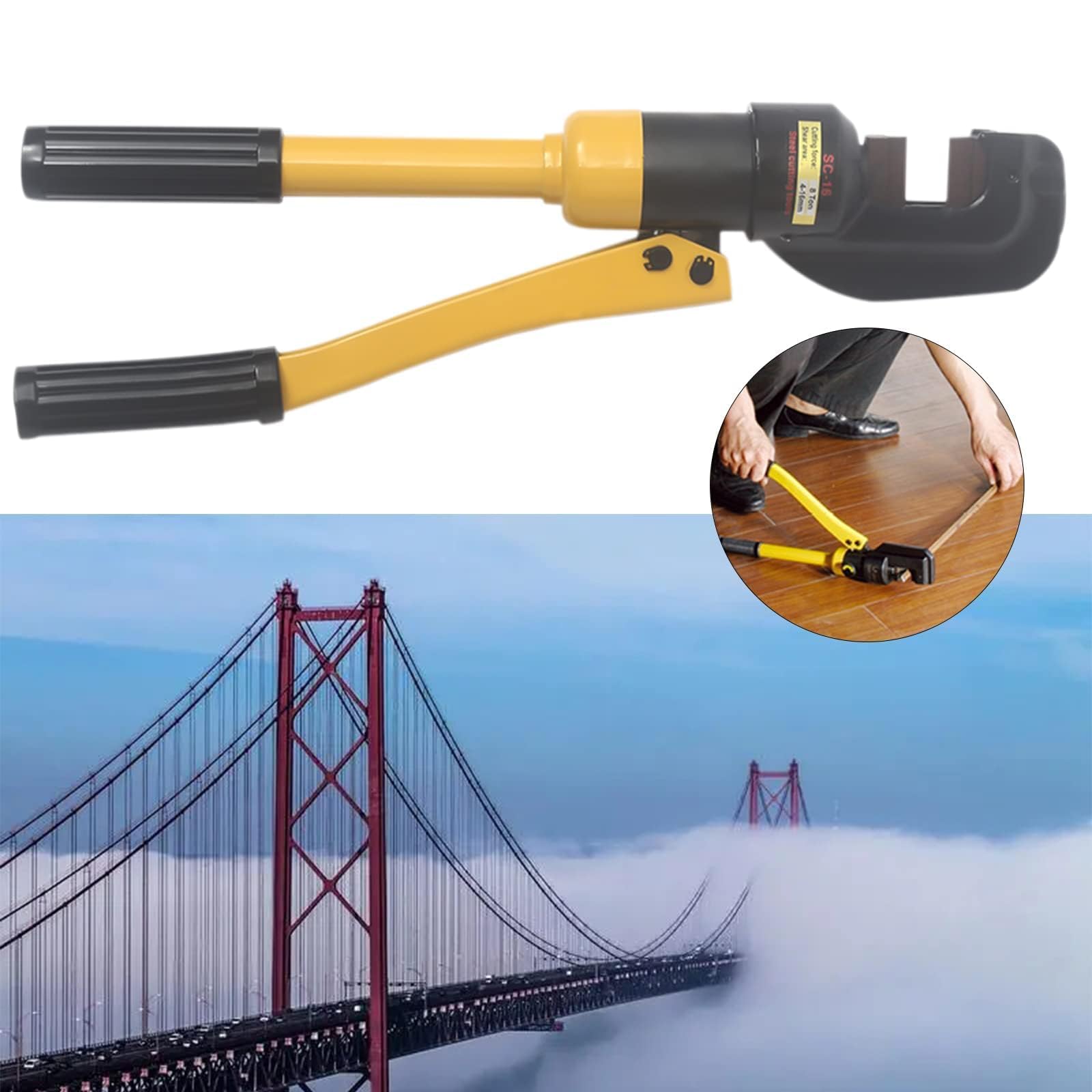 Ręczny hydrauliczny nóż do prętów zbrojeniowych, 13-tonowy, do prętów 4-22 mm, żółty