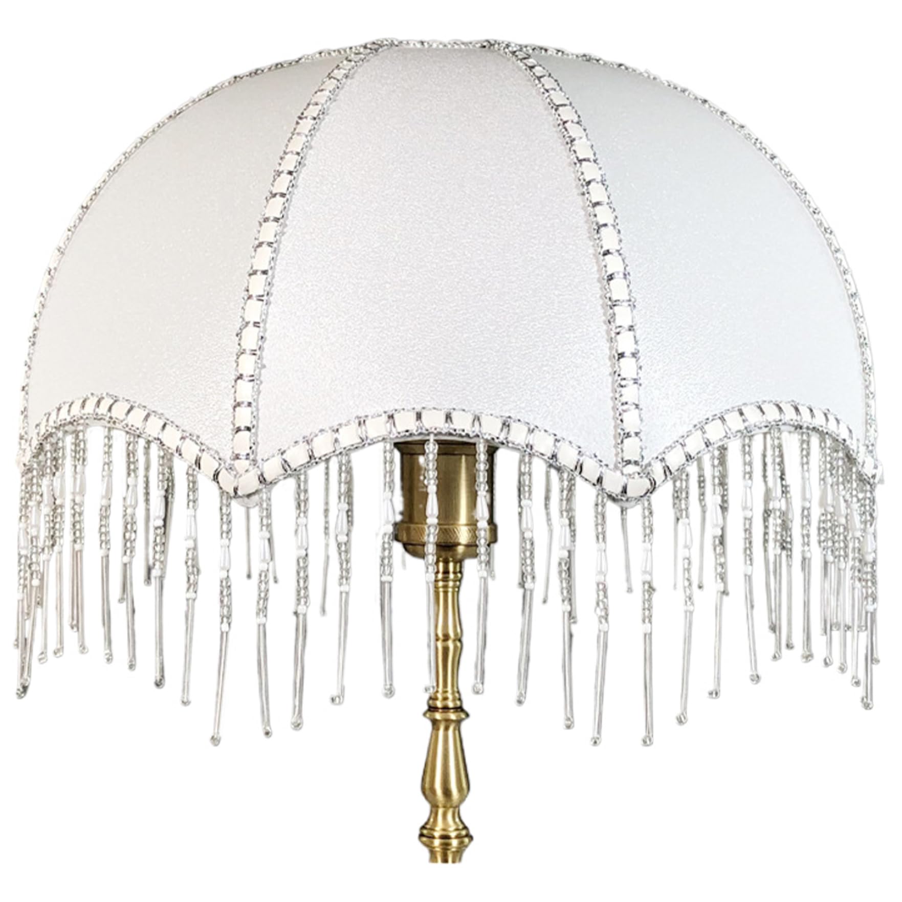 Xjklbyq White Vintage Lamp Shade With Tassels, Fringe Lamp Shade, Dome Scalloped Lamp Shade, Replacement Antique Lamp Shades For E27 Table Lamps Floor Lamps 7.87X7.48, Vintage Lamp Shade