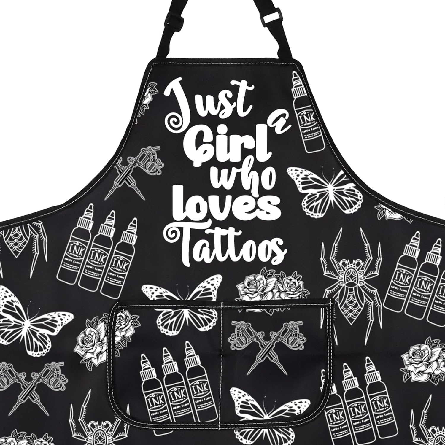 PXTIDY Tattoo Apron For Tattoo Artists Tattoo Inspired Gift Tattooist Gift Just A Girl Who Loves Tattoos Apron Waterproof image 2