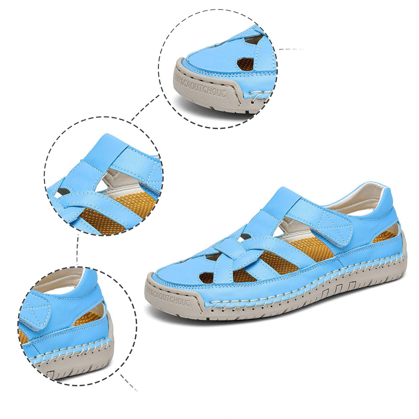 Sandalias Trekking Hombre Suela de Goma Malla Transpirable con Bandas Ajustables Zapatillas Deportivas Playa Abiertas Amortiguado Chancla Zapatilla Calzado Comodo para Casual Camping Surf