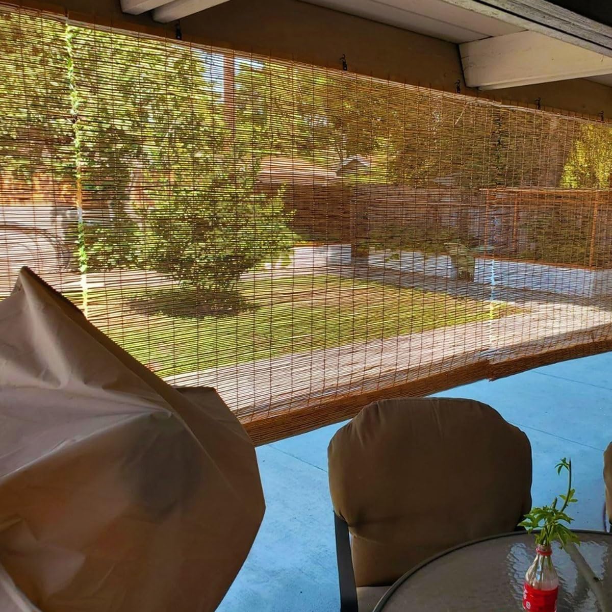 Bamboo Blinds for Interior Windows, Cordless Blackout Roller Shade Privacy Partition Natural Roll-up Reed Shades Retro Outdoor Bamboo Curtain 20 34 38 42 48 50 52 58 60 66 68 70 72 76in(50in x 64in(W