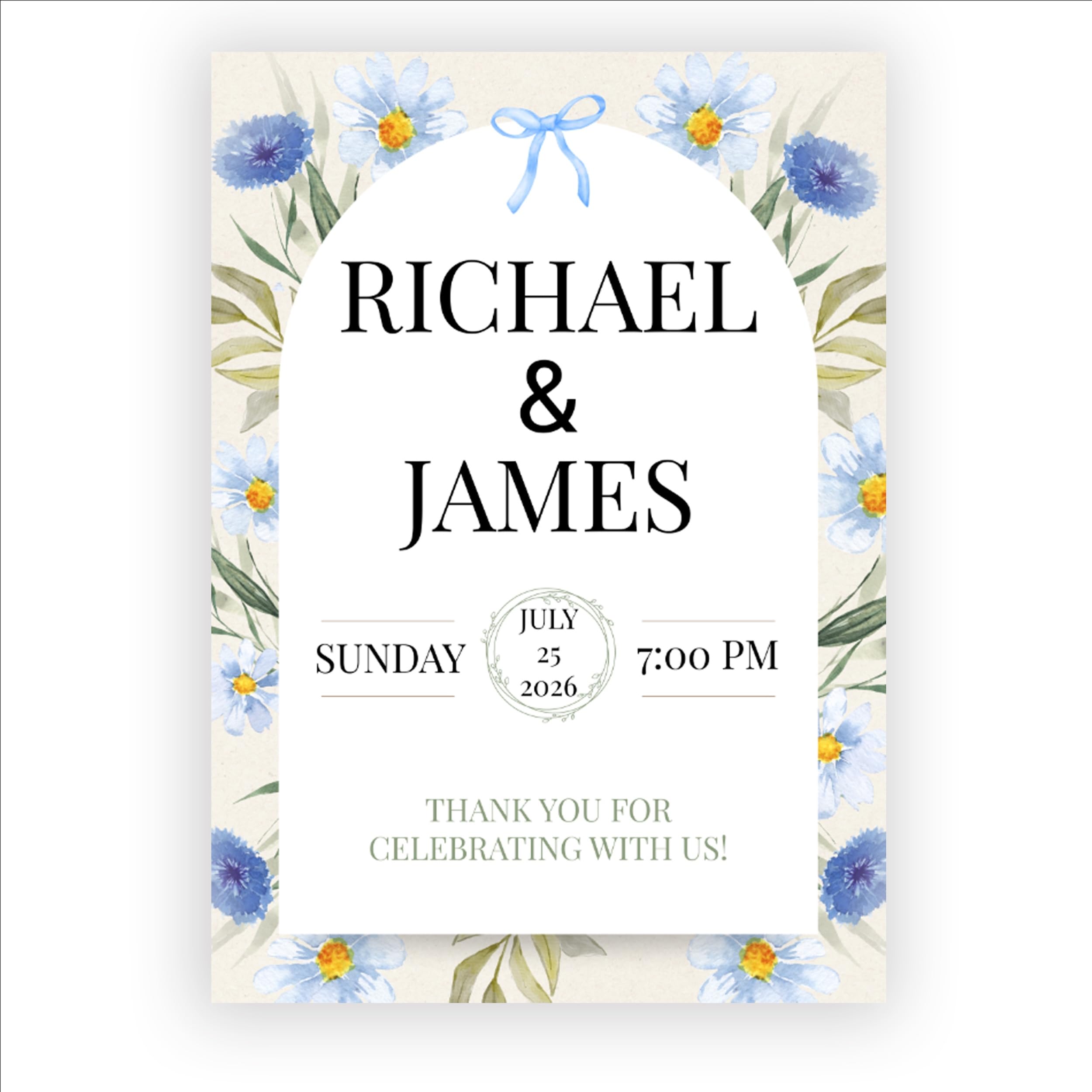 Welcome to Our Wedding – Custom Elegant Wedding Welcome Sign – Personalized PVC Board for Indoor/Outdoor Display | Floral Design | Add Couple’s Names & Date (Blue Floral (011))