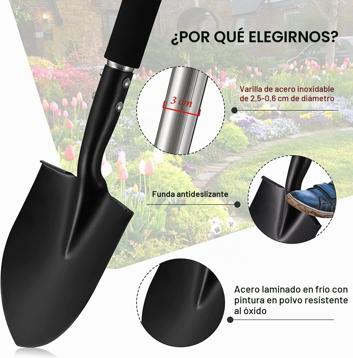 Pala Punta, 78cm Pala para Excavar en Acero con Mango en D - Adecuado para Excavación de Jardinería del Coche de Camping/Plata