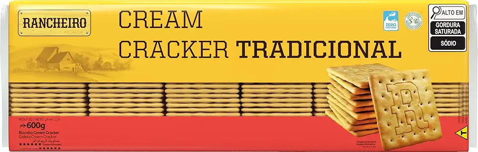 Biscoito Cream Cracker Rancheiro 600g – Crocante, Sabor Tradicional e Vegano