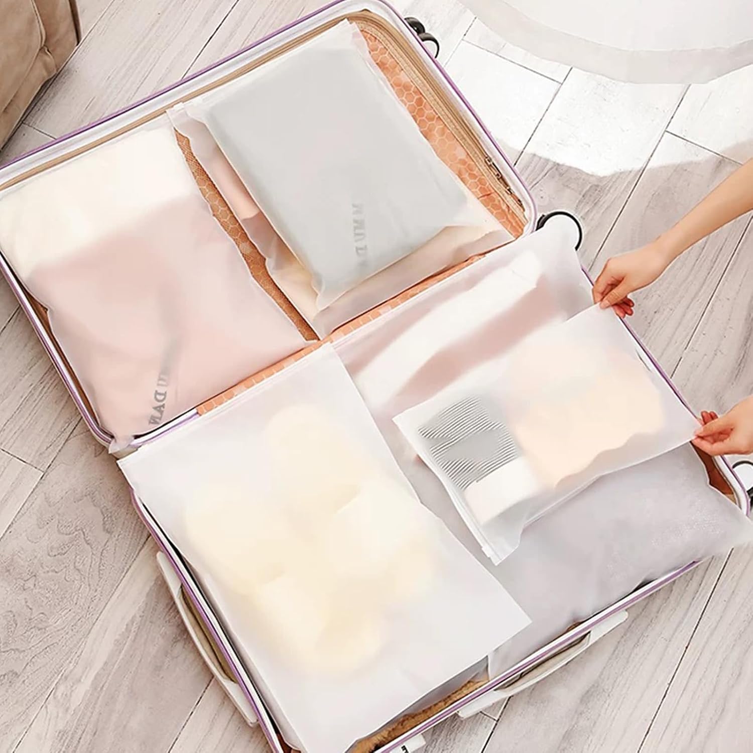 50 PCS Clothing Packaging Bags for Shipping Frosted Zipper Plastic Bags for Clothing, Clear Apparel Bag for T-Shirt, Shirt, Document，13.78inch*15.75inch
