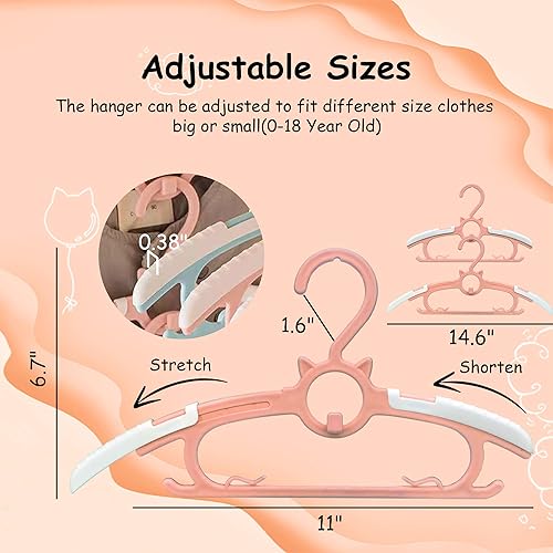 Miniatura 3 de Perchas de bebé para armario de guardería, perchas extensibles y antideslizantes para ropa de niños recién nacidos, ropa de niños pequeños, percha