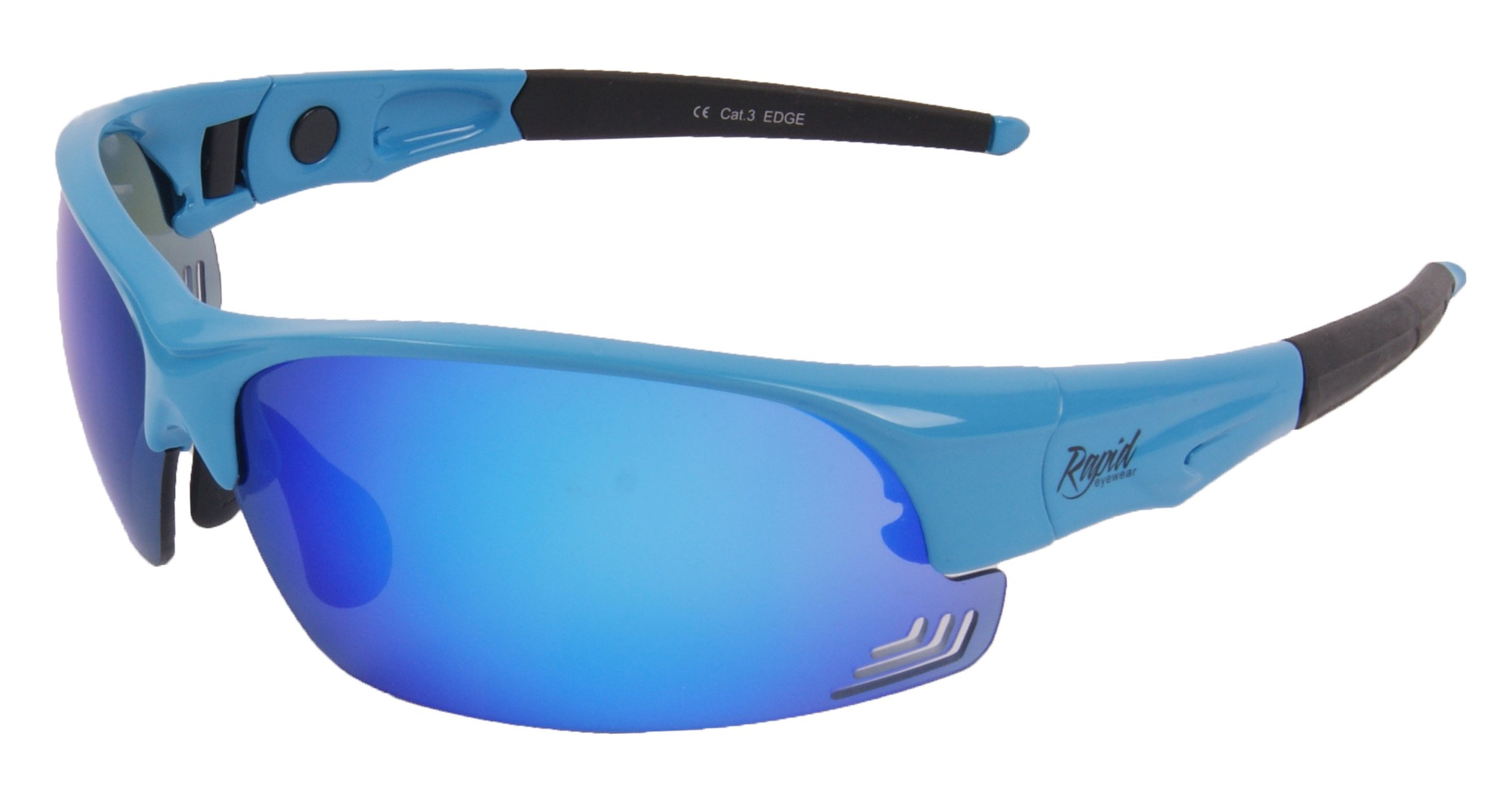 Szybkie okulary przeciwsłoneczne z krawędzią niebieskie dla mężczyzn, młodzieży i kobiet UV400 ochronne okulary przeciwsłoneczne do sportu wymienne przeciwodblaskowe lustro, soczewki polaryzacyjne i słabe światło. Okulary do jazdy, krykieta, żeglowania it