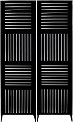 2 Biombo Pintado Divisoria Separador de Ambiente MDF Com Pés Preto ou Branco (Horizontal Vertical, Preto)