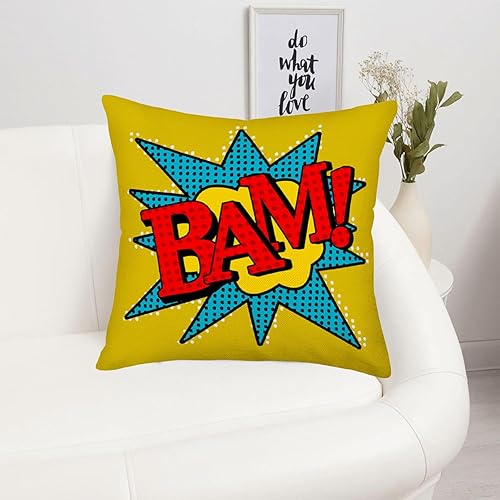 Miniatura 4 de Funda de cojín con cita de superhéroe, diseño de exclamación, cuadrada, decorativa, de 18 x 18 pulgadas, el mejor regalo (¡Bam!)