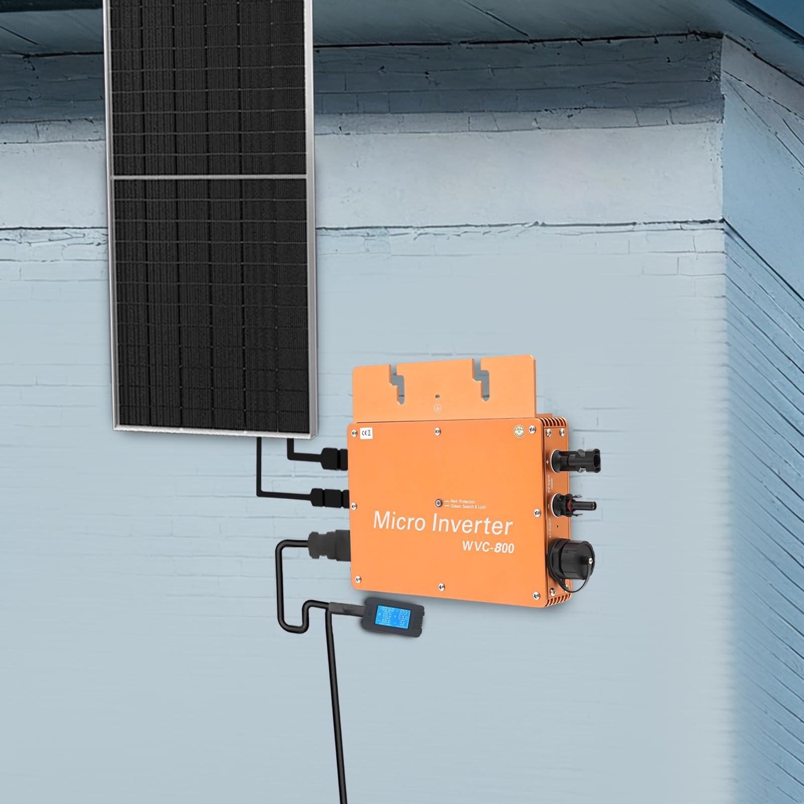 Inversor de energía solar de 800 W con pantalla LCD. Se utiliza comúnmente en zonas residenciales o comerciales, centrales eléctricas y escuelas para convertir la corriente continua generada por
