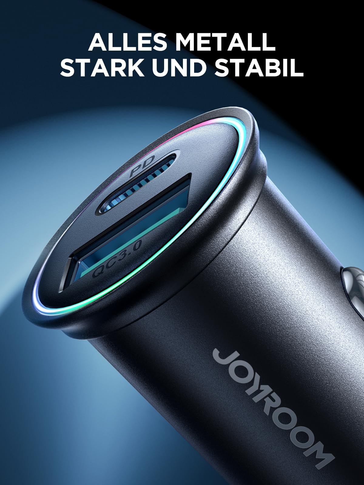 JOYROOM Ładowarka samochodowa 60W PD&QC 3.0 Mini metalowa przejściówka z kablem ładującym USB/C na C o długości 1,5 m Ładowarka samochodowa USB C z lampką LED do iPhone 14 13 12 Pro Max, Samsung, iPad