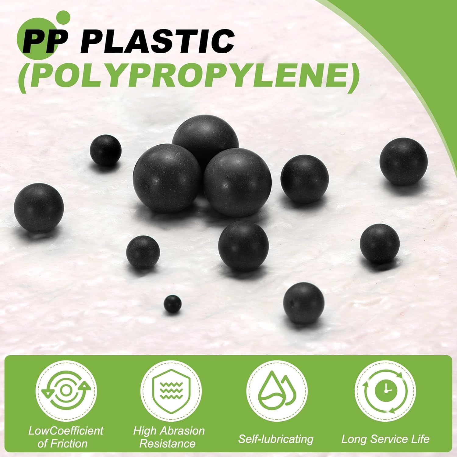 PP Plastic Bearing Balls 25 mm Solid Plastic Balls G2 Precision Polypropylene Mini Balls Black Pack of 10