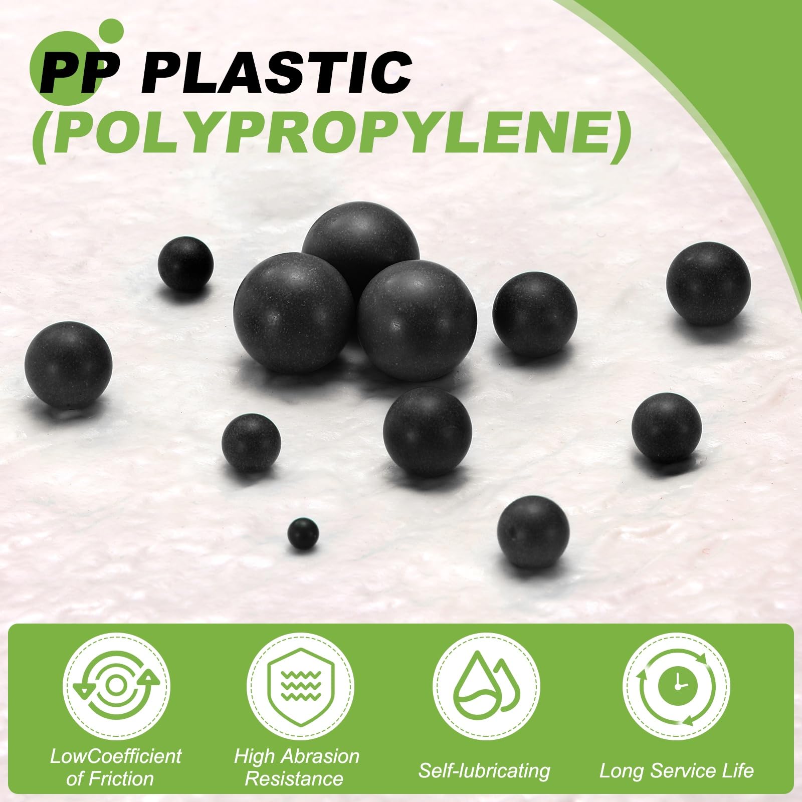 Bolas De Cojinete De Plástico POM 30mm, Plástico Macizas, Precisión G2, Negro