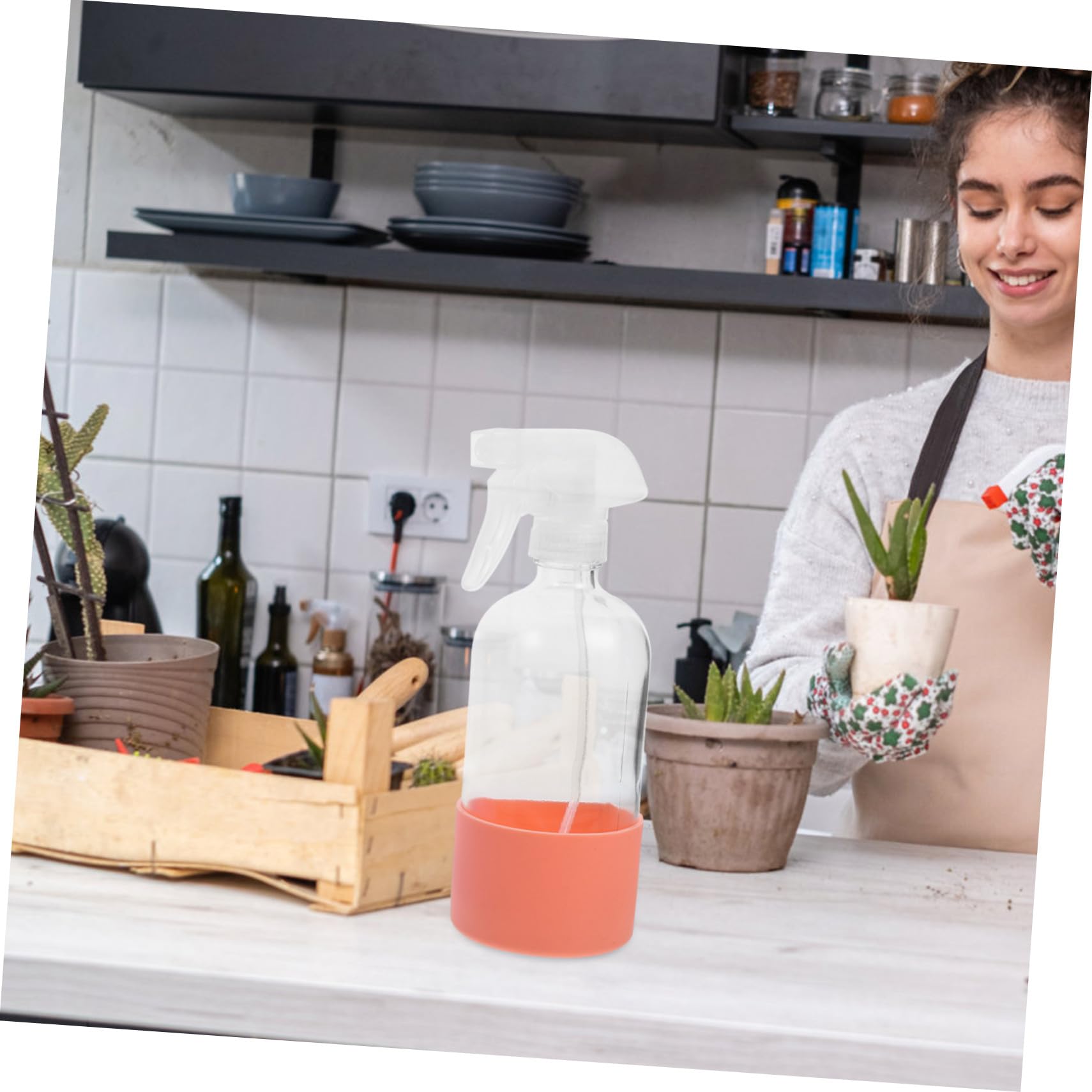 Homoyoyo 3 Stück Leere 500ml Glas Sprühflaschen mit Rutschfestem Silikonboden Wiederbefüllbar Feiner Sprühnebel für Pflanzenpflege Küche und Garten