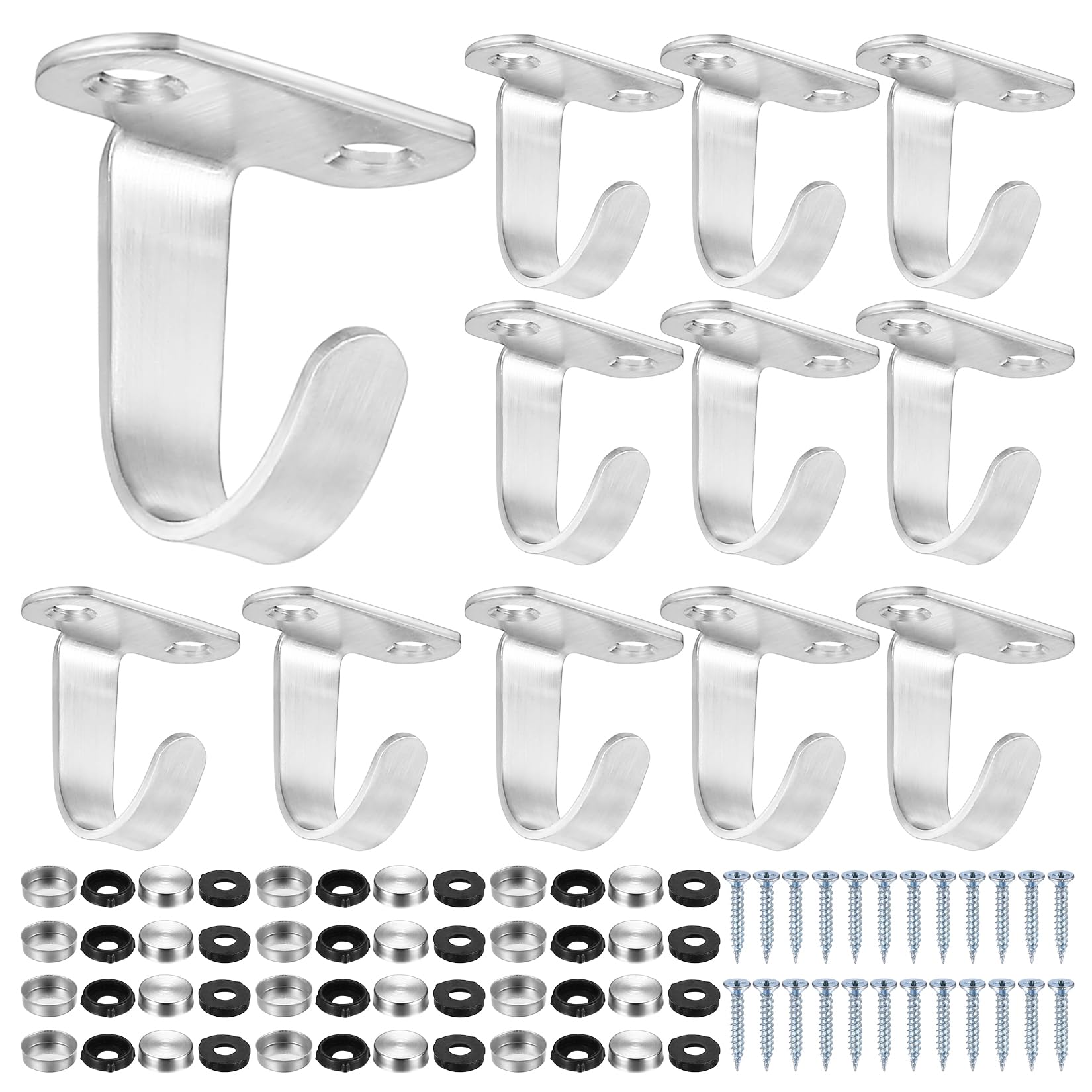 JJWUYUE 12 Pcs Ceiling Hooks, Wall Hooks for Hanging Heavy Duty, Coat Hooks,Robe Hooks Hanger for Kitchen Bathroom Hanging Plants Baskets Ceiling Lights Cup Towel Key Hooks