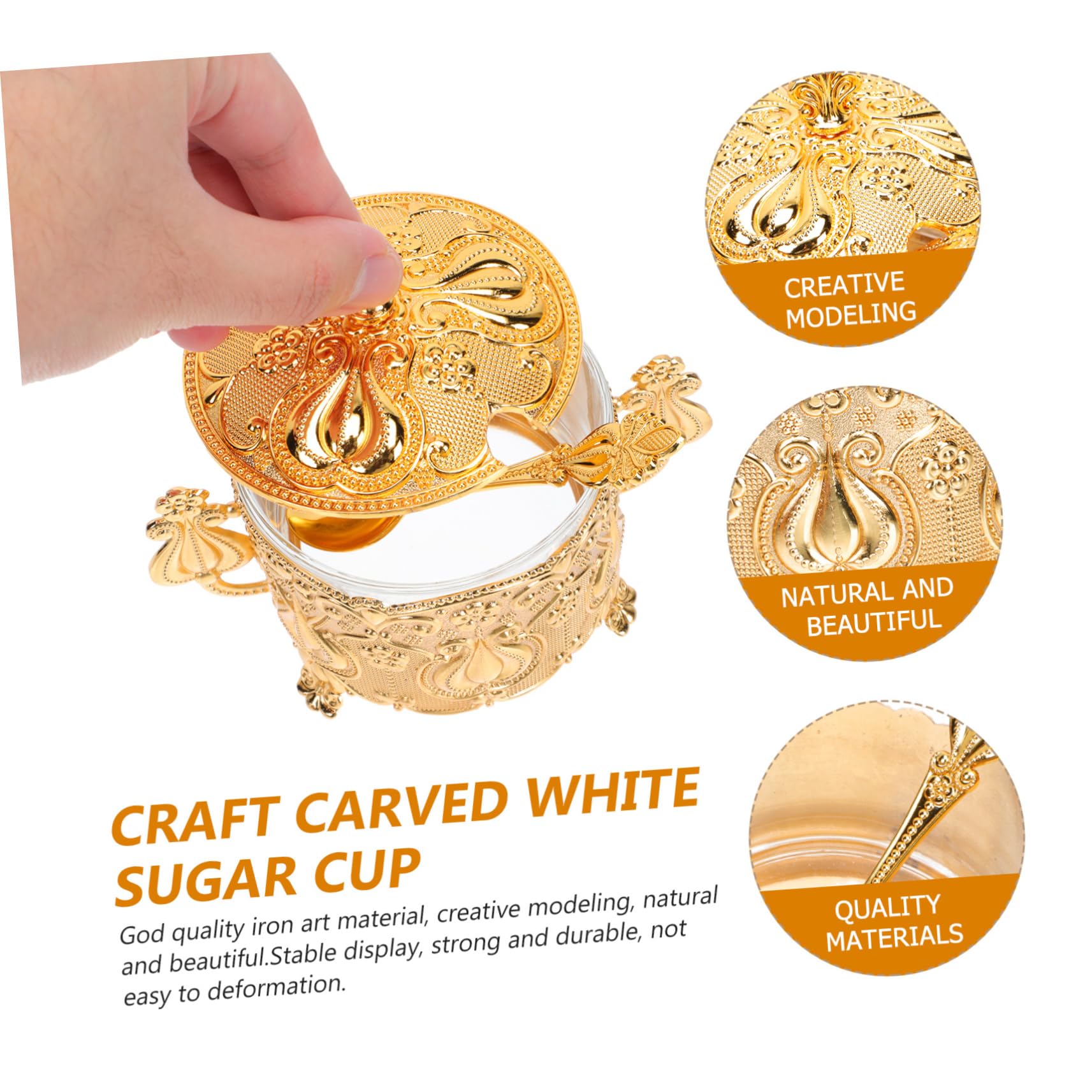 ERINGOGO 1 Set European and American Style Sugar Cup Sugar Bowl with Lid and Food Containers with Lids Sugar Jar Metal Container with Lid Kitchen Seasoning Jar Jar