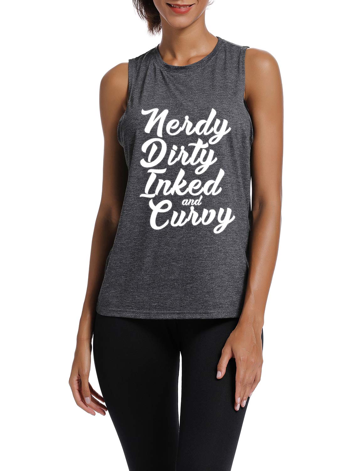 WINGZOO Womens Workout Muscle Tank Tops-Novelty Funny Saying Humor Fitness Gym Sleeveless Shirts for Women