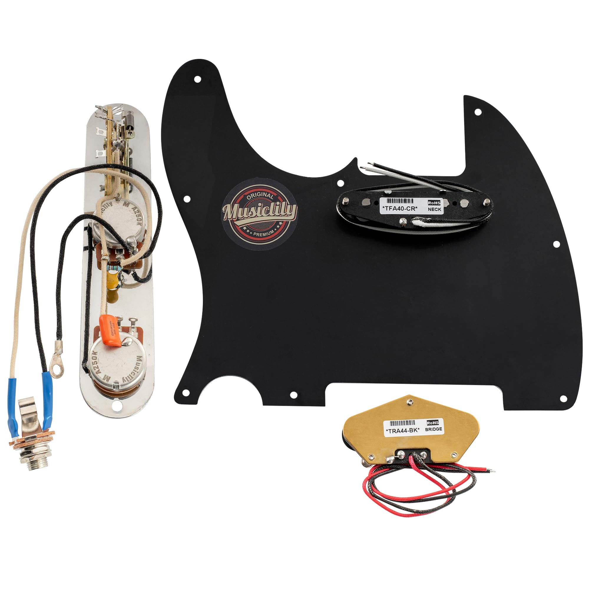 Musiclily Pro Chitarra Battipenna Precablato TL 3 strati Nero