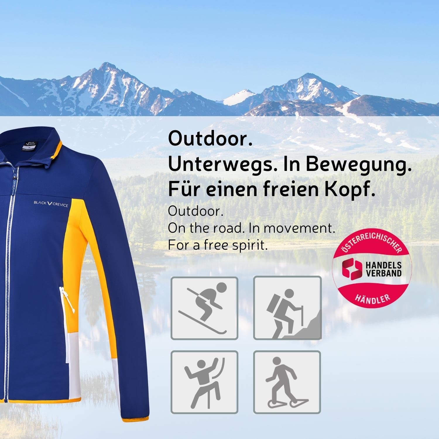 Black Crevice Damen Second Layer I Midlayer I Damen-Shirt aus funktionalem Stretch-Fleece-Material I elastisches & atmungsaktives Funktionsshirt I hochwertiges Thermo-Funktionsshirt Damen