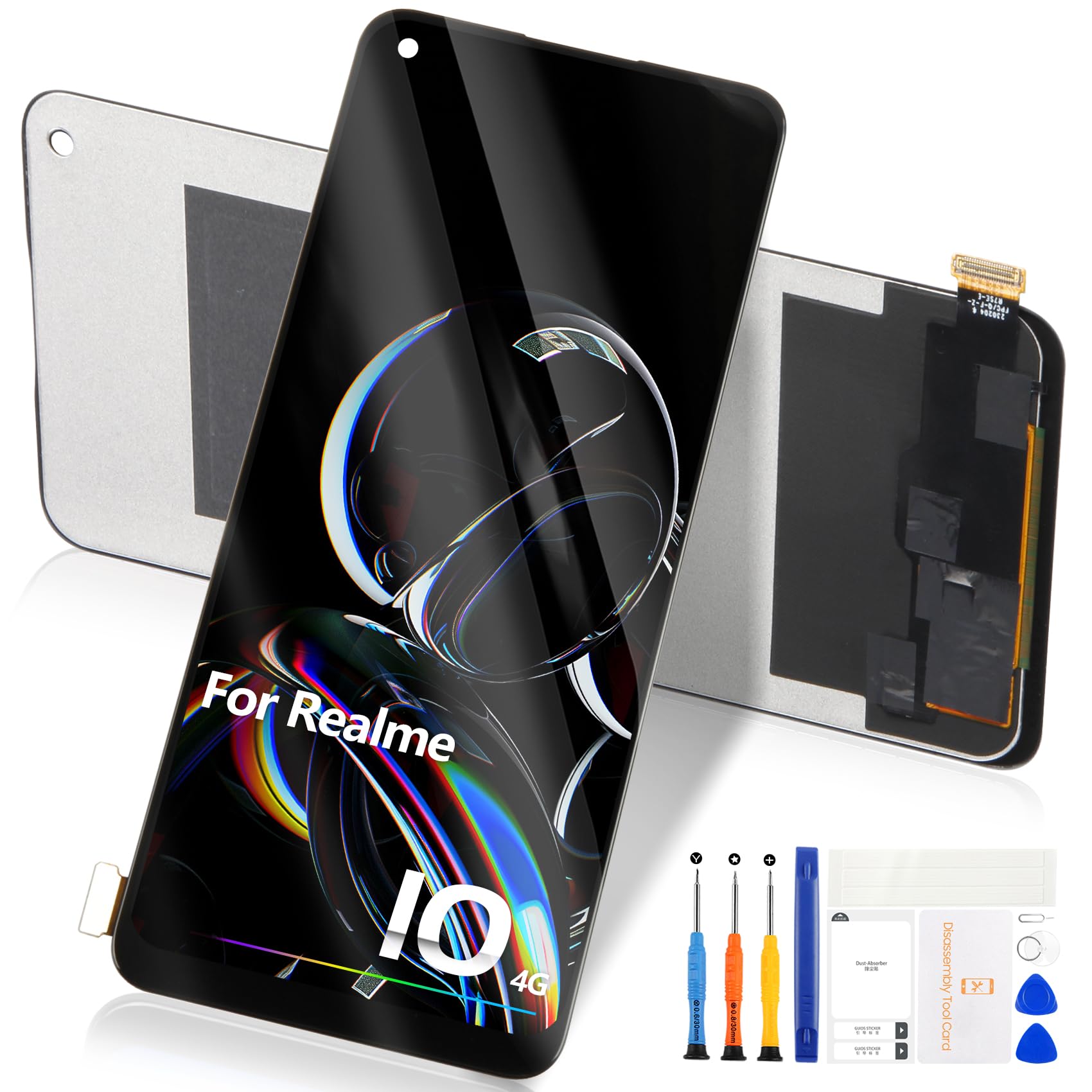 Schermo LCD per Realme 10 Schermo di ricambio per Oppo Realme 10 RMX3630 LCD Display Vetro Touch Screen Pannello Digitalizzatore Full Assembly con Kit di Riparazione (6,4 Pollici), Nero
