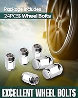 Vista 7 de SCITOO Tuercas de rueda cromadas, 24 Uds., rosca de zócalo de extremo cerrado, rosca 7/16-20 Tuerca para Chevrolet para GMC para Toyota