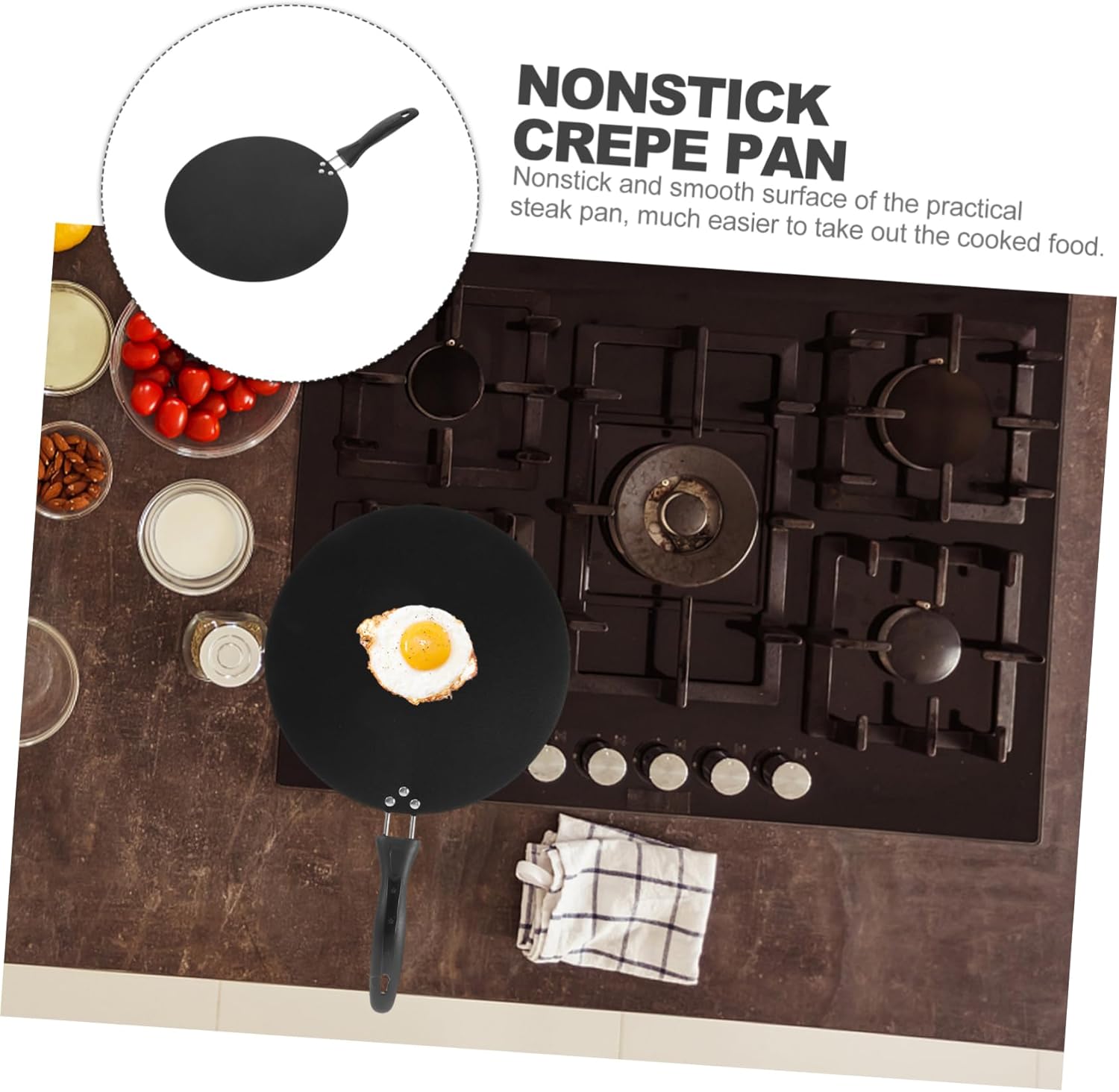 Nonstick Tortilla Pan with Handle Portable Crepe Maker for Nonstick Surface for Pancakes Omelettes More for Home and Restaurant Use