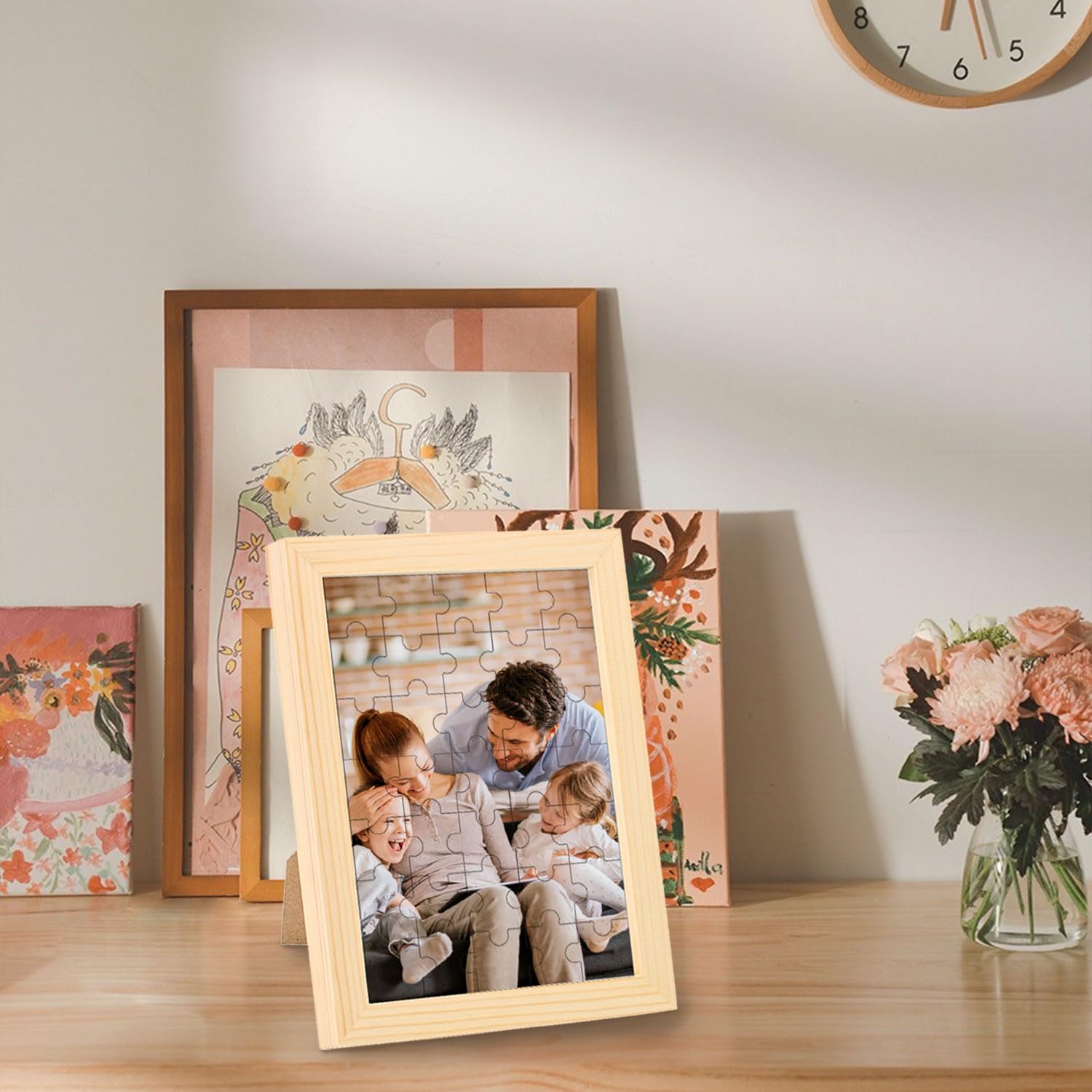 Puzzle Personnalisé Photo Puzzle Personnalisable avec Cadre Photo en Bois inodore Une Large Gamme de Styles à Choisir（(Le Nombre de Puzzles varie de 35 à 1000)