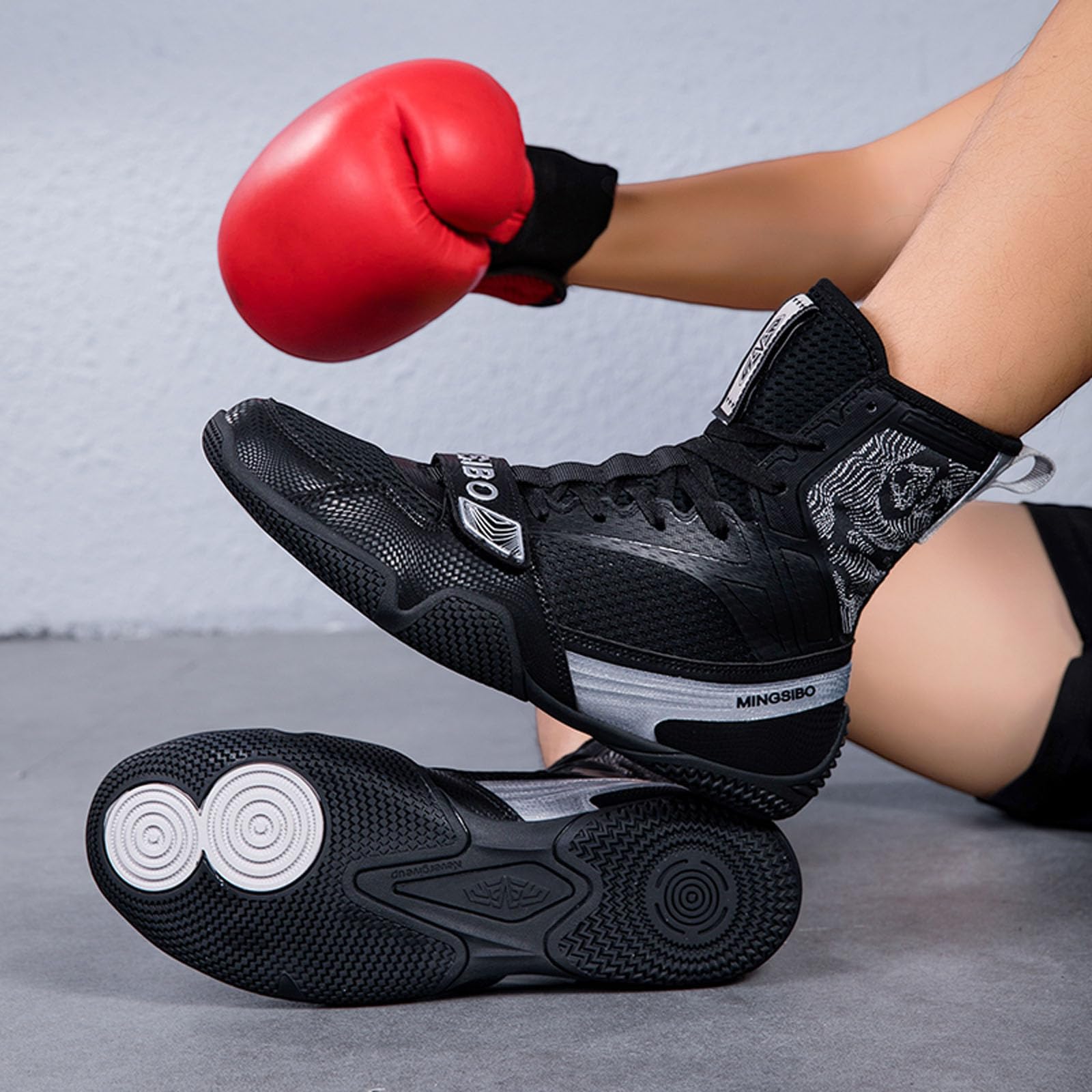 Zapatillas de Boxeo para Hombres y Mujeres, Transpirables, Lucha, Fitness, cómodas, Antideslizantes, para Culturismo y competiciones,Negro,38 EU
