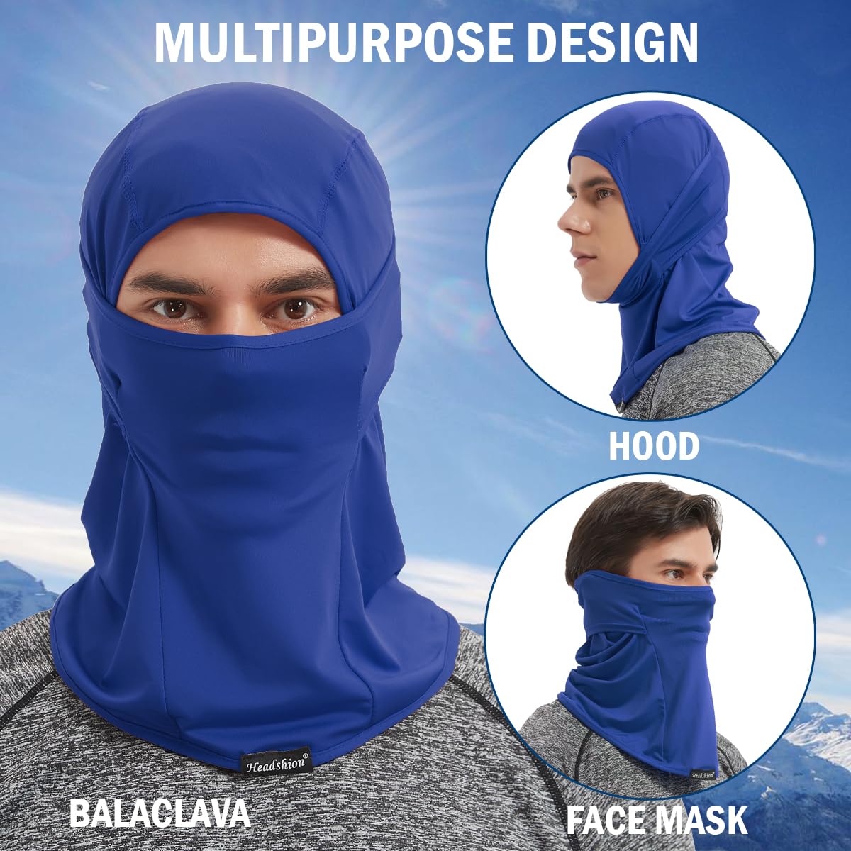 Headshion Kühlende Sturmhaube, Gesichtsmaske für Herren und Damen, Sommer, 2er-Pack, leichte Skimaske, Helmfutter mit langer Halsabdeckung