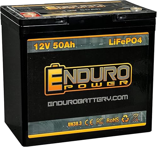 Enduro Power Batería de litio de 12 V  Batería ligera de ciclo profundo LiFePO4 de 50 Ah baterías de litio BMS de 12 voltios para RV automóvil