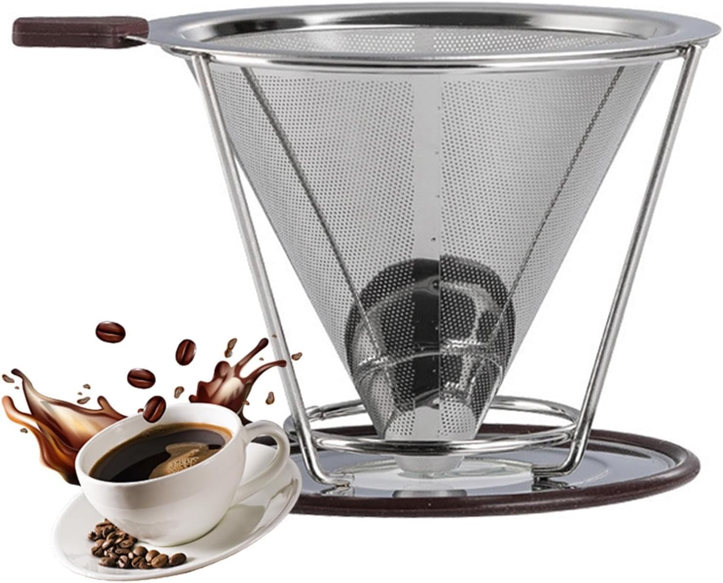 Pour Over Coffee | Coffee Cone Dripper Stainless Steel - Paperless Reusable Filter, Pour Over Maker for Brew, Cone Filter for Extraction