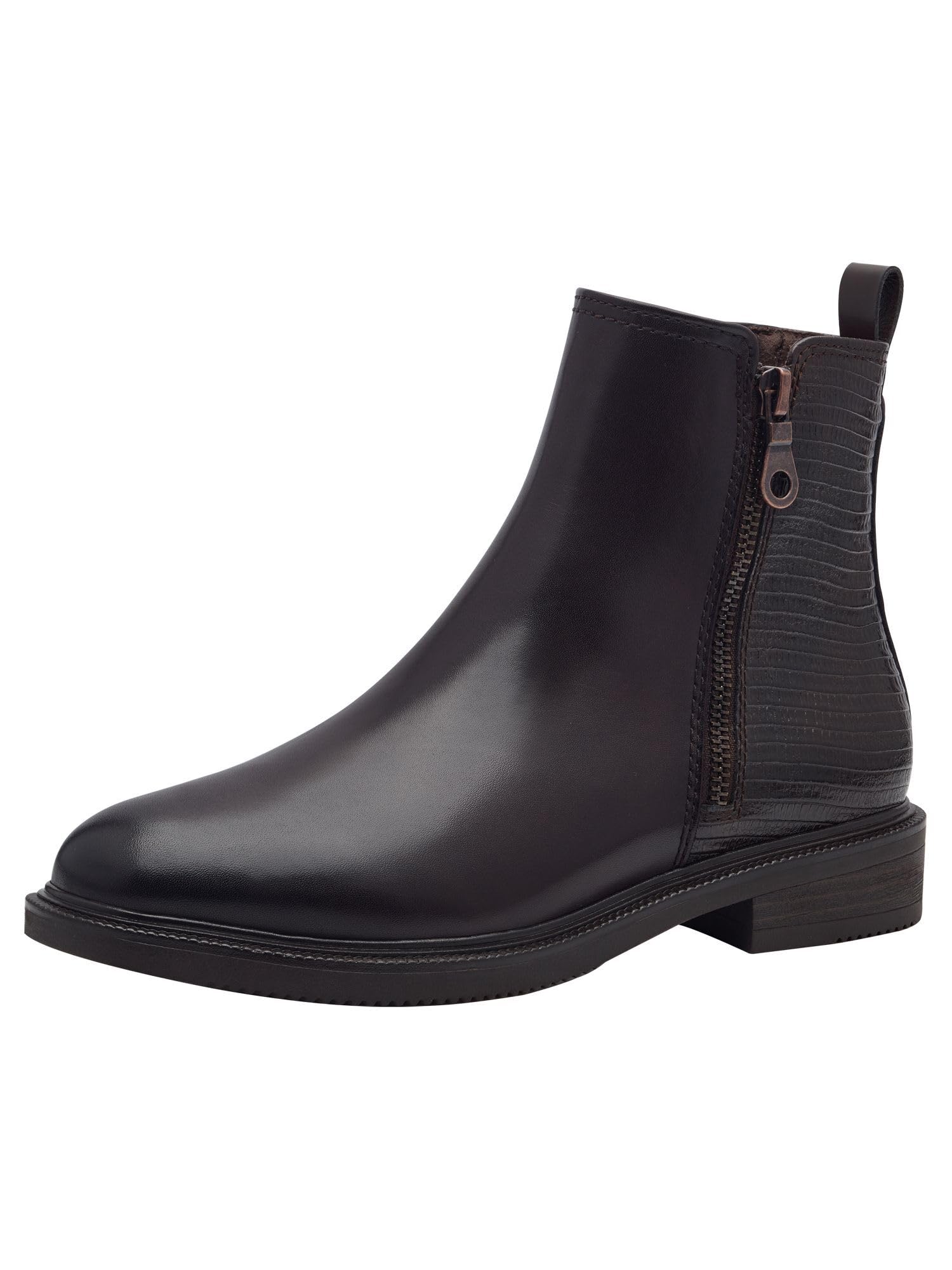 MARCO TOZZI Damen Stiefeletten ohne Absatz mit Lederanteil Elegant