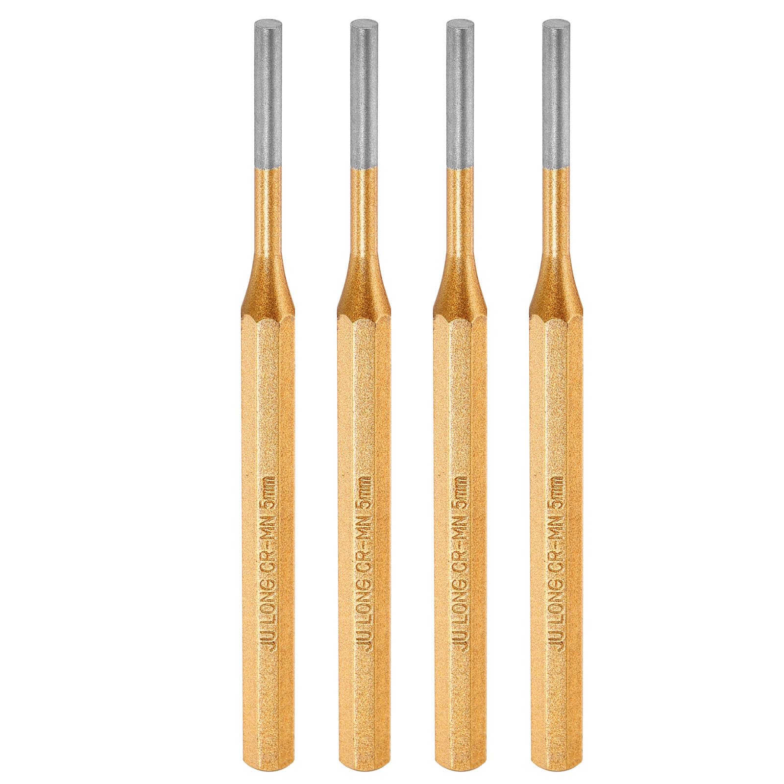 sourcing map 4pcs Pin Punch 5mm(1/5") 150mm Length Metric Non-marring Alloy Steel Cylindrical Alignment Punch Drive Pin Tools for Automotive Watch Repair Jewelry Craft