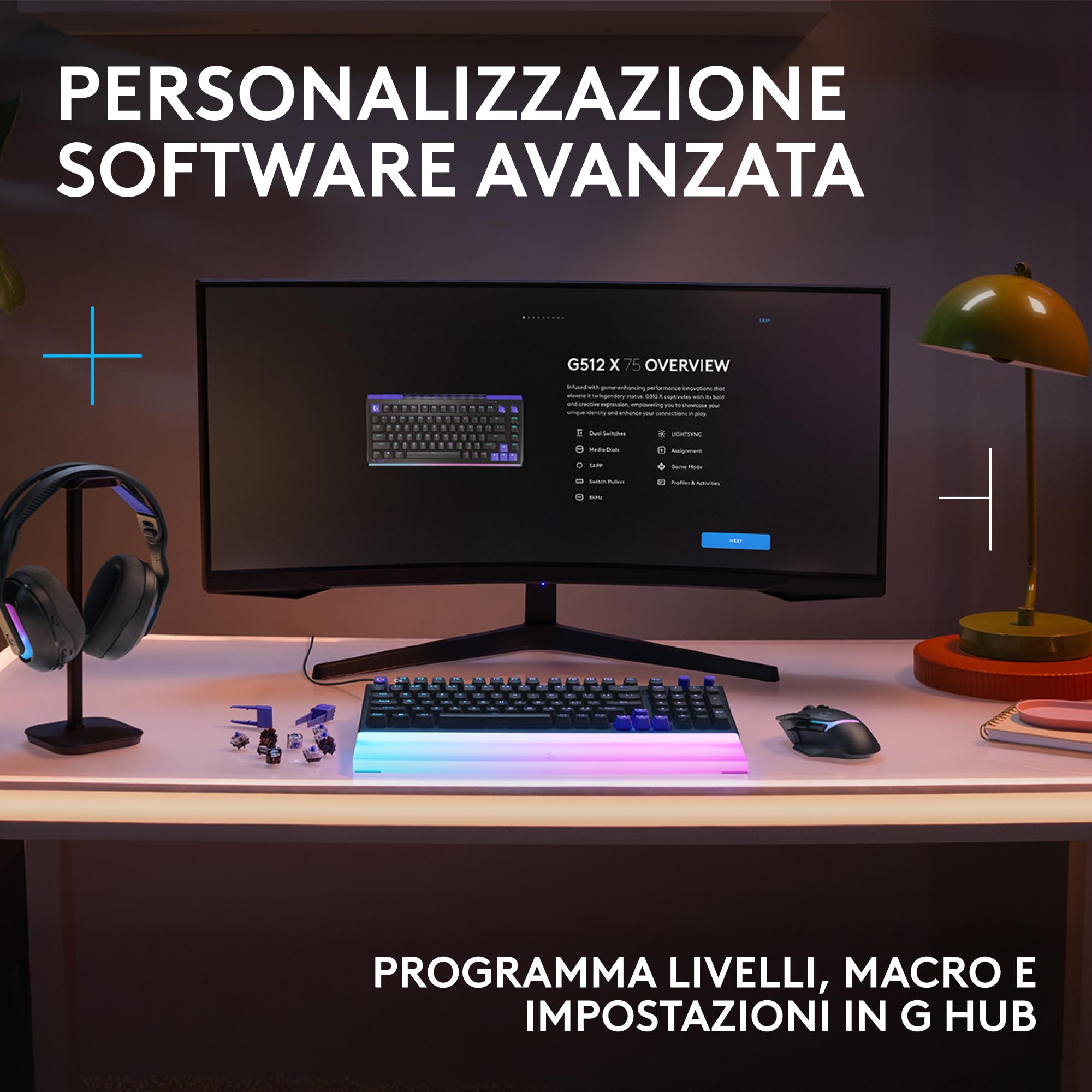Logitech G G512 X 98 DUAL SWAP - Tastiera gaming meccanica/analogica TMR | hot-swappable, aggiornamento 8K, azionamento personalizzato, TRIGGER, LIGHTSYNC RGB, cavo, PC, Mac, ITA QWERTY - Nero