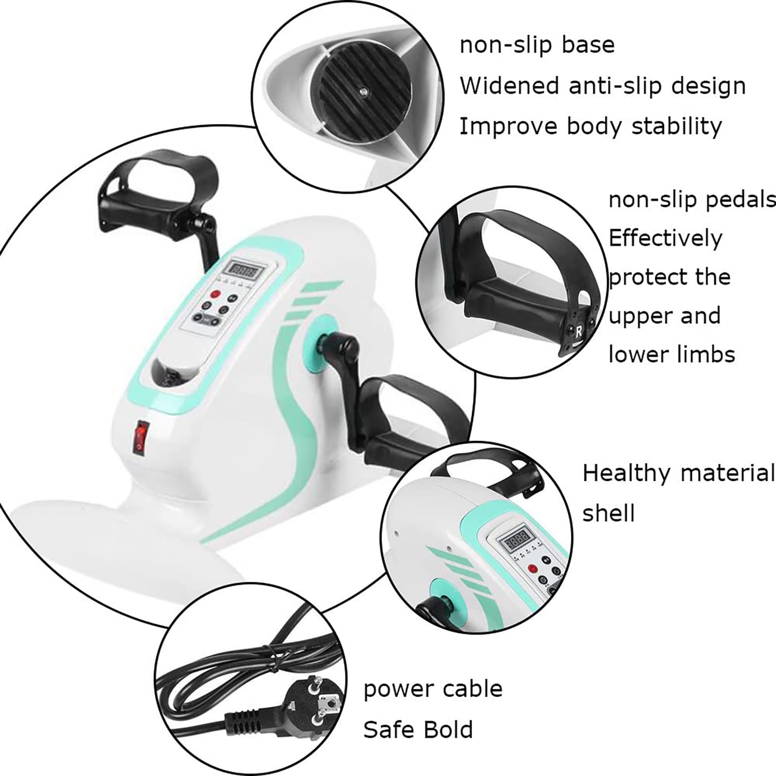 Esercitatore A Pedale,Mini Cyclette Pedale Ginnico Ciclo di Braccia E Gambe Cyclette Esercitatore A Pedale Elettrico per Anziani Fisioterapia Esercizio Fitness Palestra