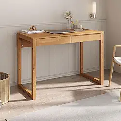 IDIMEX Escrivaninha com Gaveta Madeira 2 Gavetas cor Freijo Noah Moderno Pes de Madeira 110 cm Escritorio