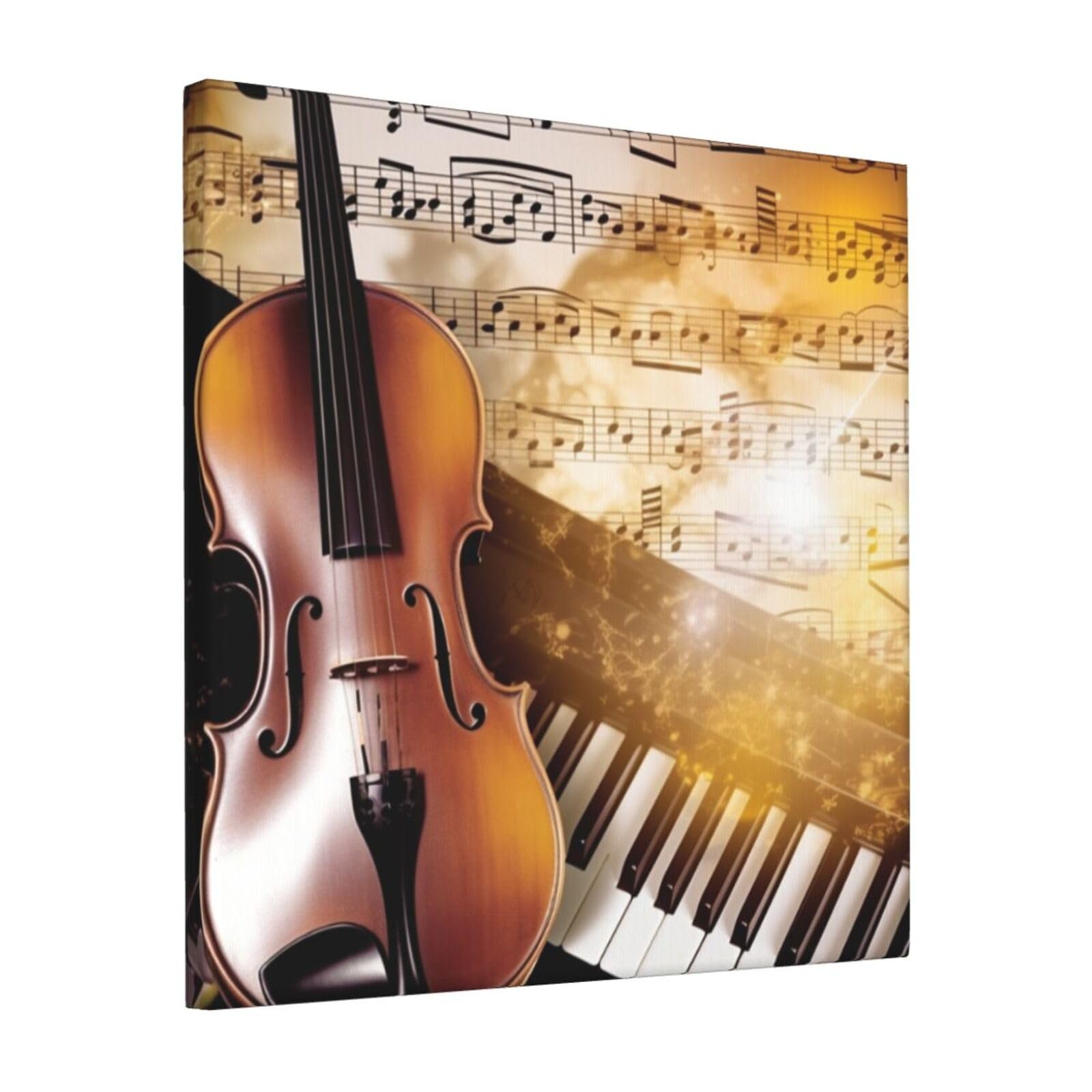 KLOPH Piano Violin Music Notes Canvas Wall Art for Living Room 12"x12" Modern Artwork Painting for Bathroom Hanging Canvas Prints Aesthetic Wallart for Bedroom Kitchen Office Wall Decor