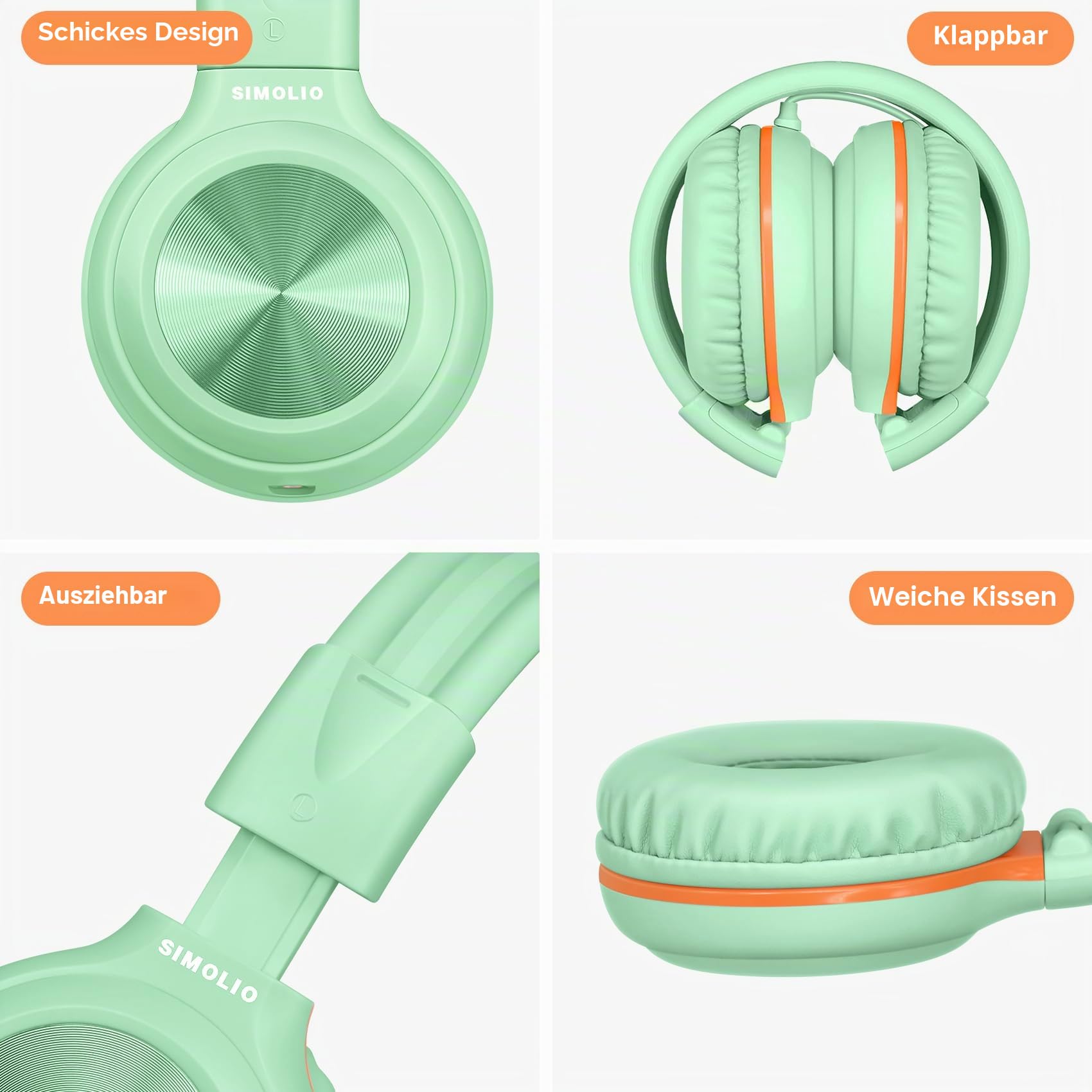 SIMOLIO Kopfhörer mit Kabel, Over Ear Kopfhörer mit MIC, Wired Headphones for Schule, Computer, Tablet, mit Music Sharing Anchluss