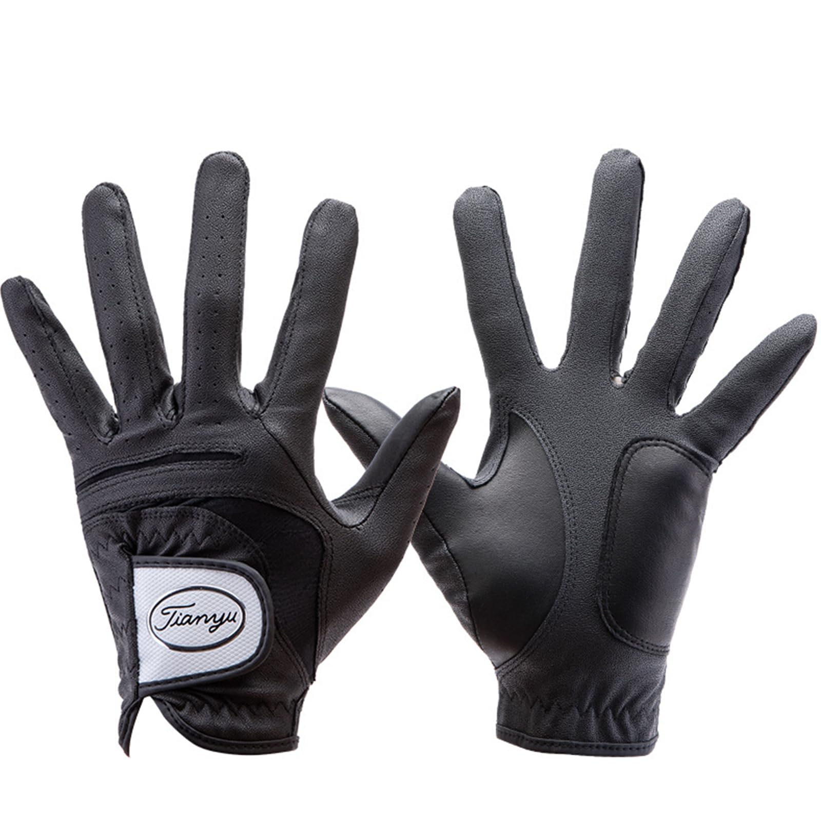Pack 1 Pièces Gants de Golf en Peau d'agneau pour Hommes Main Gauche avec Granules Antidérapants Doux Respirant Résistant à l'usure Gant de Golf pour Hommes,Black,25(Length19cm)