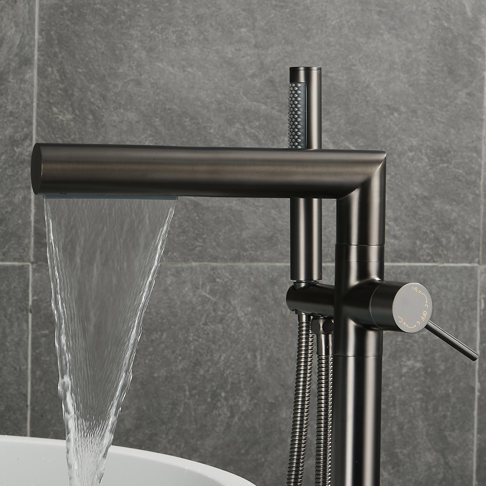 Rubinetto Lavabo Con LED A Cascata | Miscelatore Monocomando | Colori A Seconda Della Temperatura | Nero - Foto 3