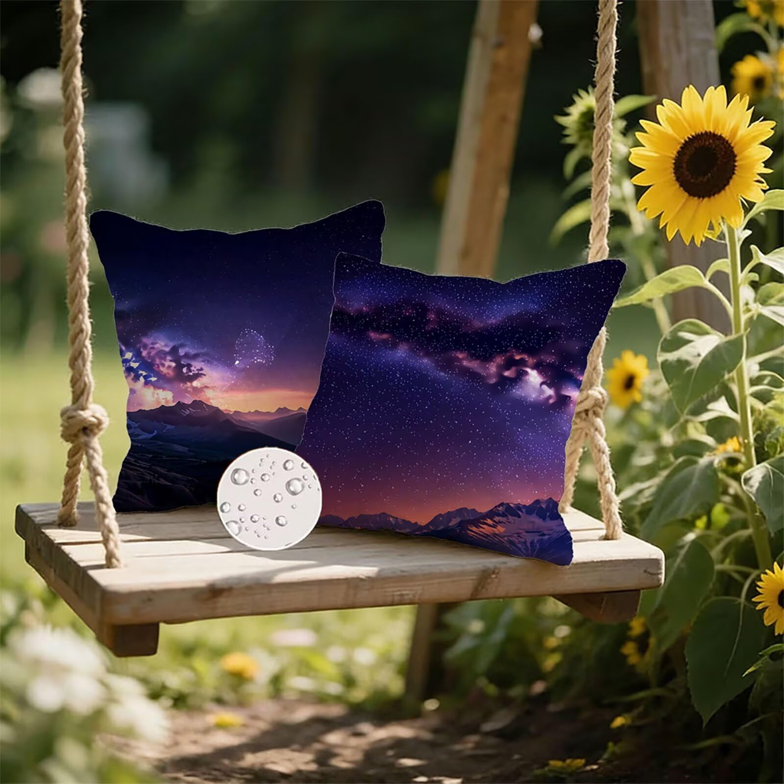 Housse de Coussin Canapé Ciel Nocturne 75x75cm Exterieur Impermeable Paysage Taie D'oreiller Décoratif Aesthetic Housse Coussin Decoration pour Chambre Sofa Jardin Balcon Terrasse Lot de 2. P-5459