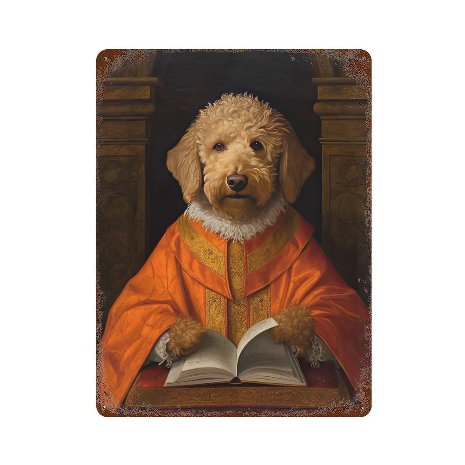 Goldendoodle The Pope Weathered Tin Sign 15.7"x11.8", Ideal for Basement, Hobby Room And Garage Decor