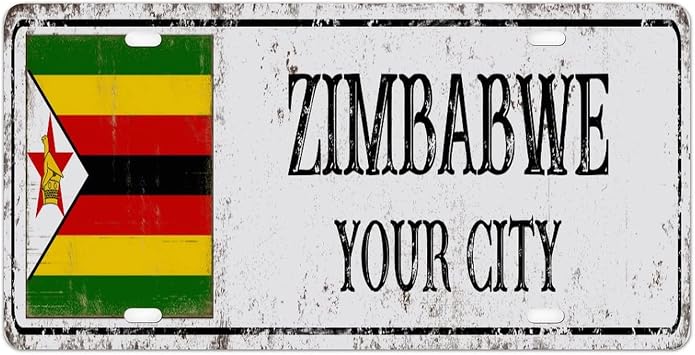 Zimbabwe Flag Front Plaque Personalized Custom City Decorative Metal National Flag Country Souvenir Vintage Aluminum Plaque 6x12inch